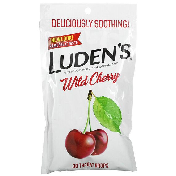 Luden&#39;s, Леденцы с пектином, успокаивающее средство для полости рта, дикая вишня, 30 леденцов для горла