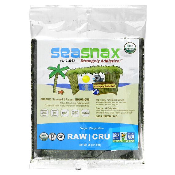 SeaSnax, Органические водоросли, 28 г (1 унция)