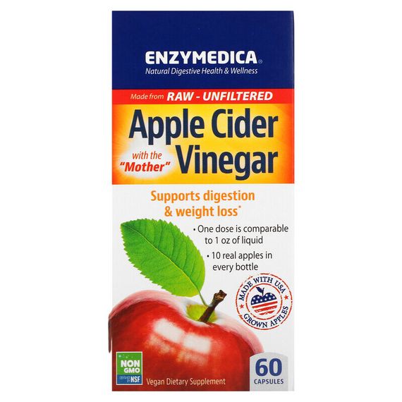 Enzymedica, Яблочный уксус с матерью, 60 капсул