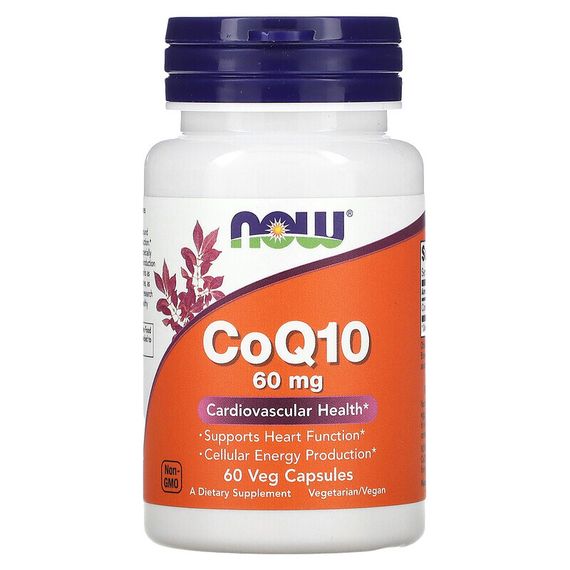 NOW Foods, CoQ10, 60 мг, 60 растительных капсул