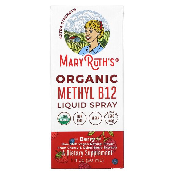 MaryRuth Organics, Organic Methly B12, жидкий спрей, повышенная сила действия, ягоды, 30 мл (1 жидк. Унция)