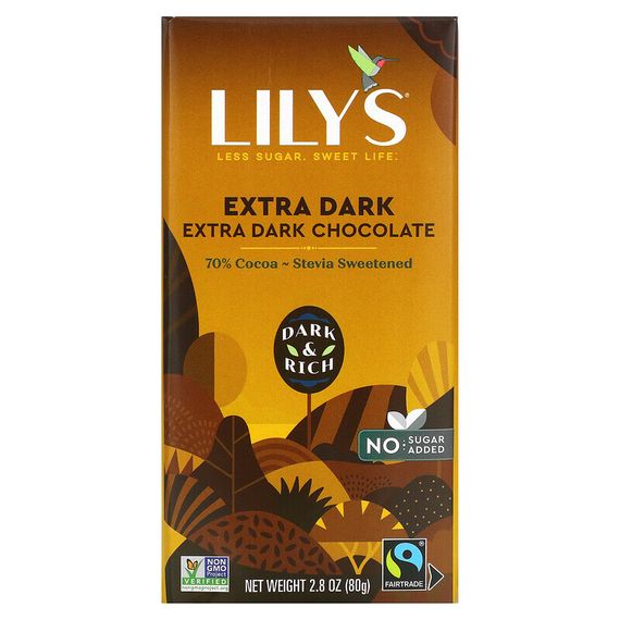Lily&#39;s Sweets, Плитка темного шоколада с 70% какао, экстра темный, 80 г (2,8 унции)