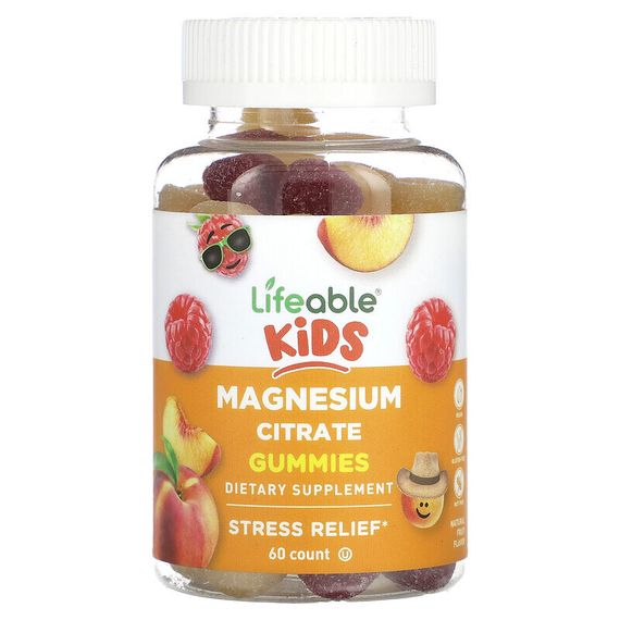 Lifeable, Цитрат магния для детей, натуральные фрукты, 60 жевательных таблеток
