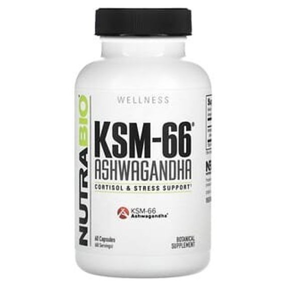 Nutrabio Labs, KSM-66, ашваганда`` 60 капсул