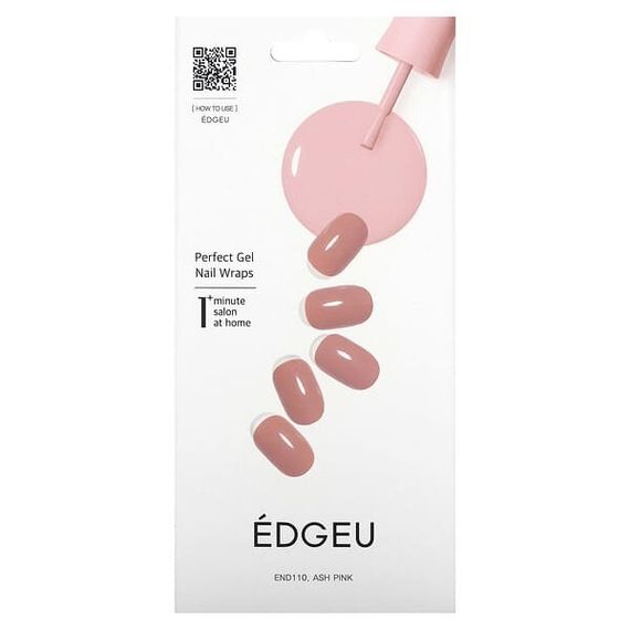 Edgeu, Гелевые обертывания для ногтей Perfect, END110, пепельно-розовый, набор из 16 полосок