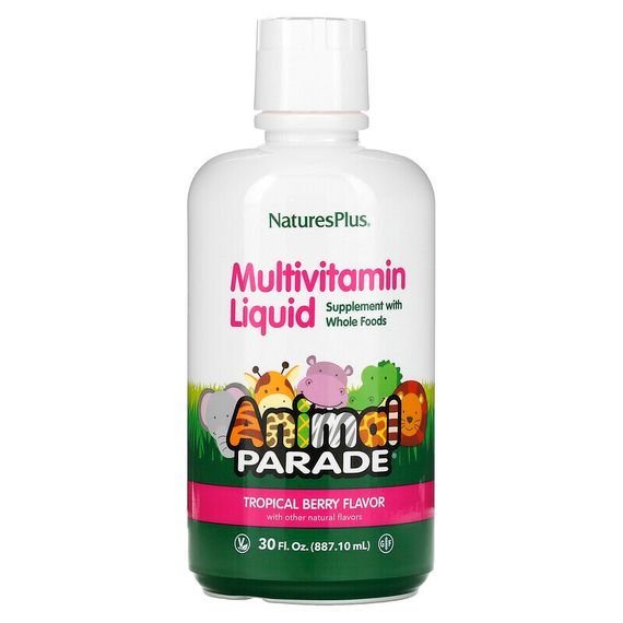NaturesPlus, Animal Parade, мультивитамины для детей в жидкой форме, вкус тропических ягод, 887,1 мл (30 жидк. унций)