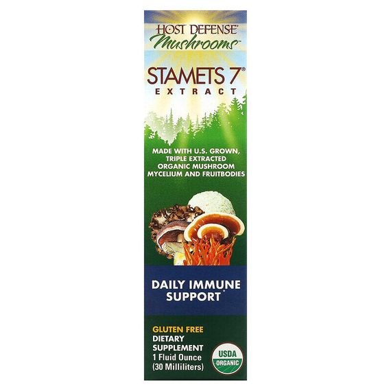Fungi Perfecti, Host Defense Mushrooms, Stamets 7 (экстракт), средство для ежедневной поддержки иммунитета, 30 мл (1 жидк. унция)