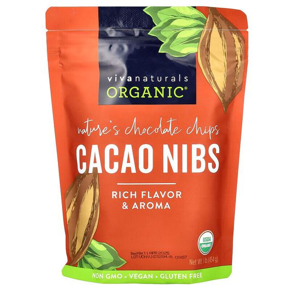 Viva Naturals, Органические ядра какао-бобов, 454 г (1 фунт)
