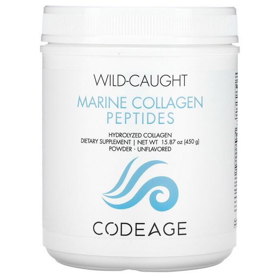 Codeage, пептиды морского коллагена из рыбы дикого улова, в порошке, гидролизованный коллаген, без добавок, 450 г (15,87 унции)