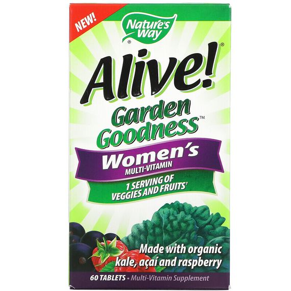 Nature&#39;s Way, Alive! Garden Goodness, мультивитамин для женщин, 60 таблеток