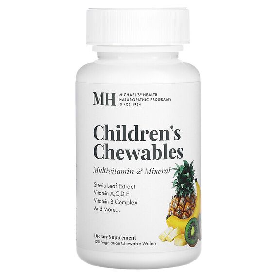 Michael&#39;s Naturopathic, Детские жевательные таблетки, мультивитамины и минералы, 120 вегетарианских жевательных вафель