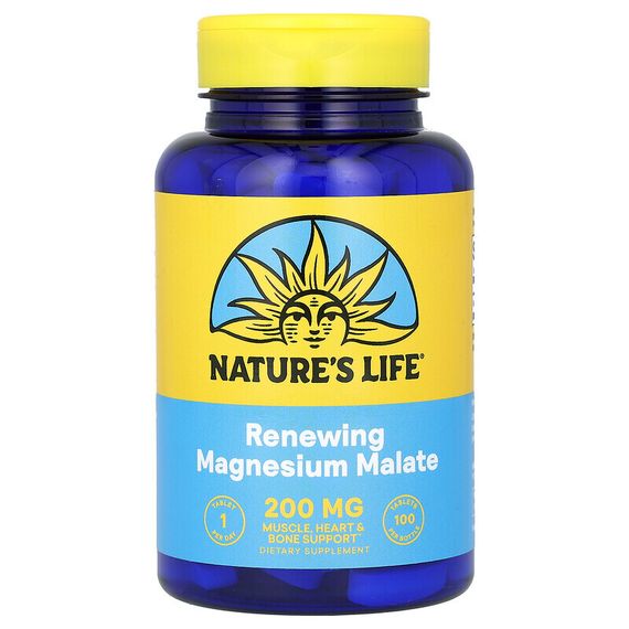 Nature&#39;s Life, Magnesium Malate (Малат магния), 1300 мг, 100 таблеток