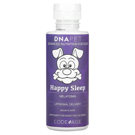 CodeAge, DNA Pet, Happy Sleep Melatonin, für Hunde, Speck, 225 ml (7,6 fl. oz.)