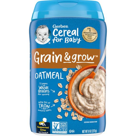 Gerber, Хлопья для детей, Grain &amp; Grow, 1st Foods, овсянка, 227 г (8 унций)