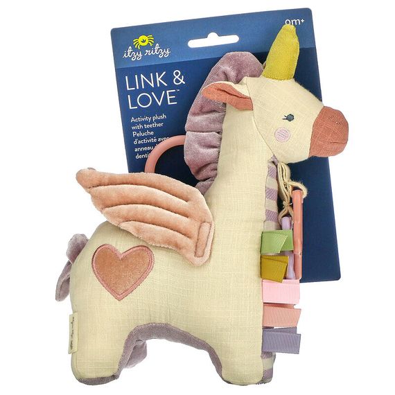itzy ritzy, Link &amp; Love, Activity Plush with Teether, 0+ Months, Pegs, 1 Teether