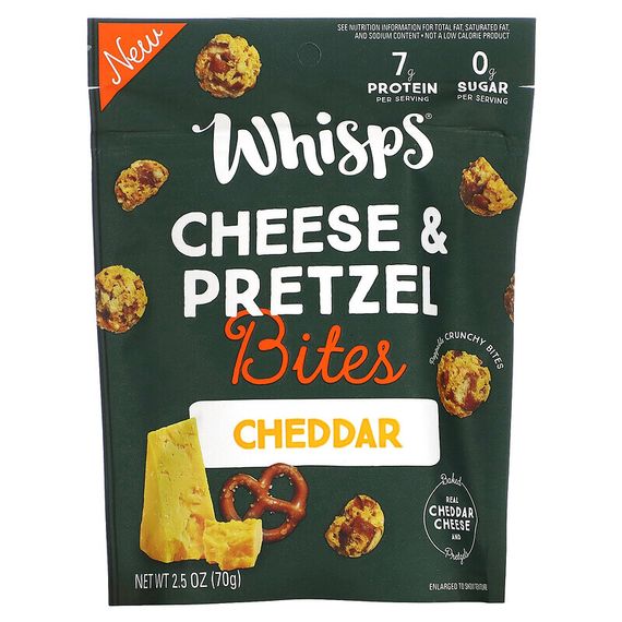 Whisps, Cheese &amp; Pretzel Bites, Cheddar, 2.5 oz (70 g)