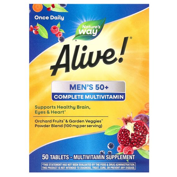 Nature&#39;s Way, Alive! полноценный поливитаминный комплекс для мужчин старше 50 лет, 50 таблеток