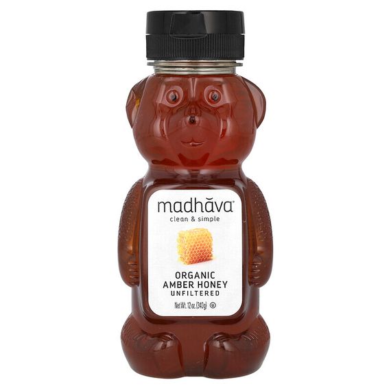 Madhava Natural Sweeteners, Органический янтарный мед, нефильтрованный, 340 г (12 унций)