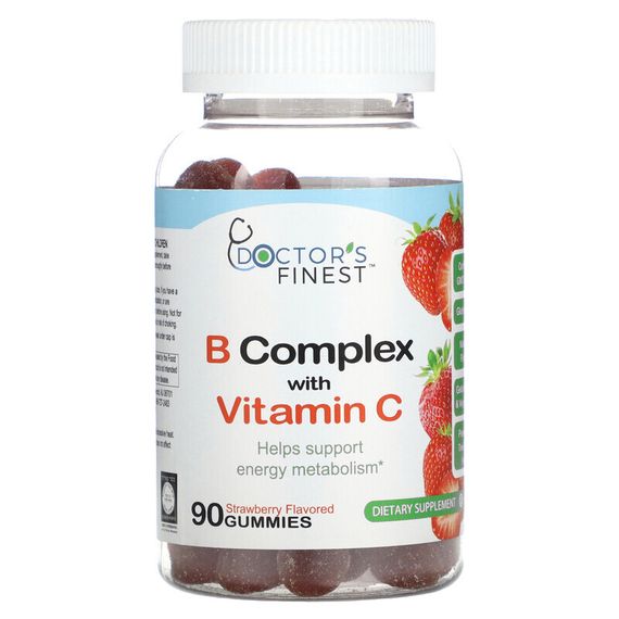 Doctor&#39;s Finest, B Complex с витамином C, клубника, 90 жевательных таблеток