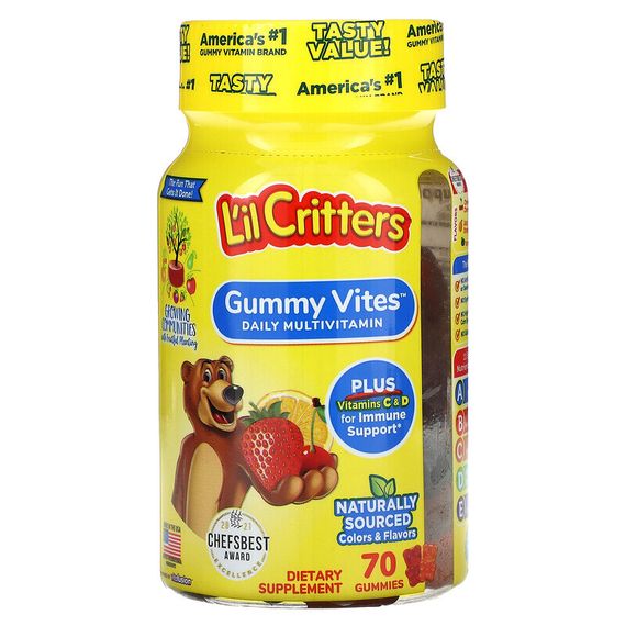 L&#39;il Critters, Gummy Vites, полноценный мультивитаминный комплекс, 70 жевательных конфет