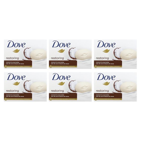 Dove, восстанавливающее, с кокосом и кокосовым маслом, 6 кусков по 106 г (3,75 унции)