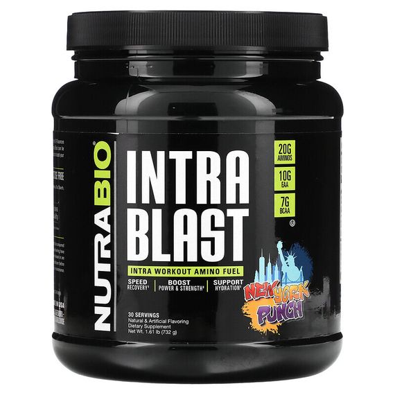 Nutrabio Labs, Intra Blast, топливо для мышц во время тренировки, New York Punch, 732 г (1,61 фунта)