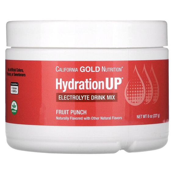 California Gold Nutrition, BEVERAGES, HydrationUp, напиток с электролитами, фруктовый пунш, 227 г (8 унций)