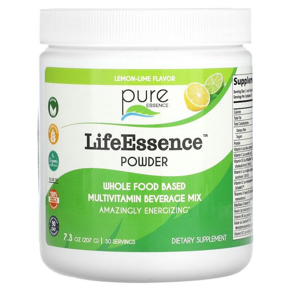 Pure Essence, Порошок LifeEssence, со вкусом лимона и лайма, 207 г