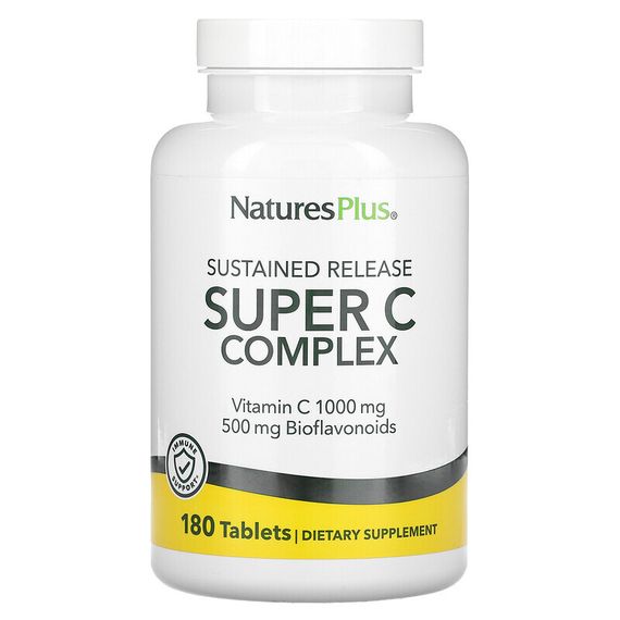 NaturesPlus, суперкомплекс с витамином C длительного высвобождения, 180 таблеток