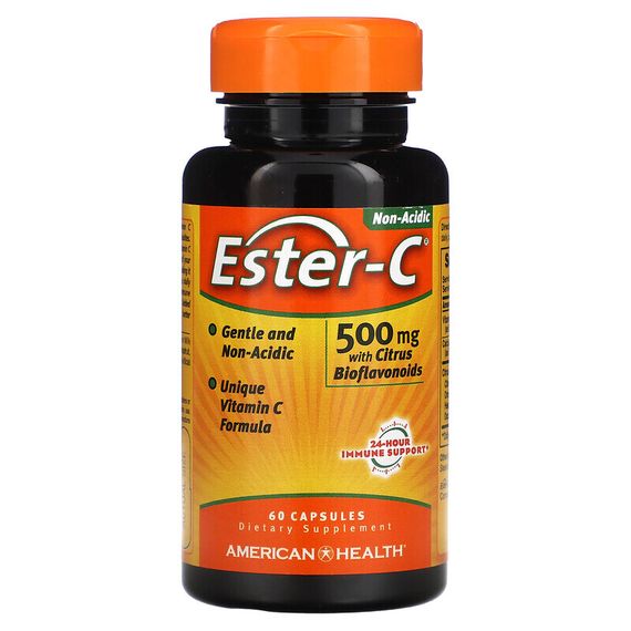 American Health, Ester-C с цитрусовыми биофлавоноидами, 500 мг, 60 капсул
