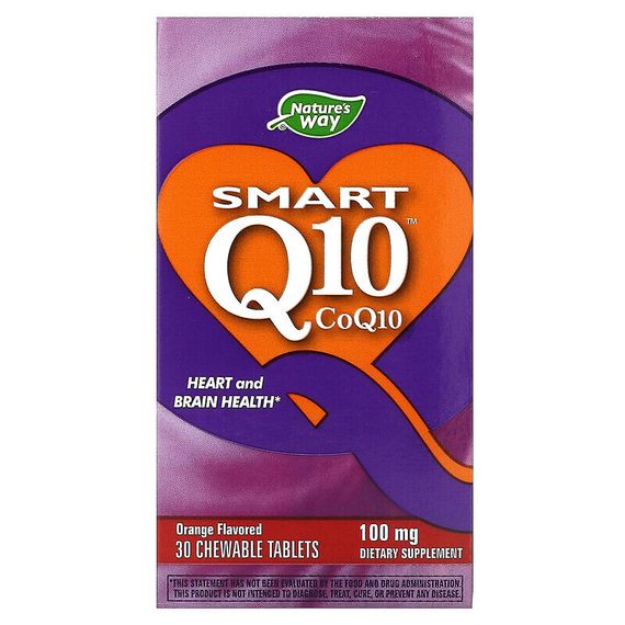Nature&#39;s Way, Smart Q10, апельсин, 100 мг, 30 жевательных таблеток