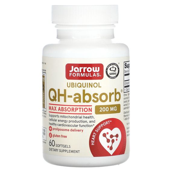 Jarrow Formulas, Убихинол, QH-Absorb, 200 мг, 60 мягких таблеток