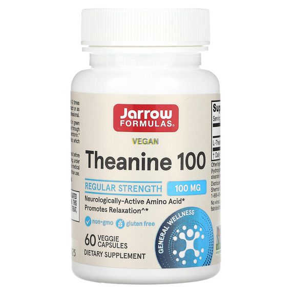 Jarrow Formulas, теанин 100, 100 мг, 60 вегетарианских капсул