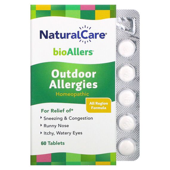 NatraBio, BioAllers, средство от аллергии, против аллергии на открытом воздухе, 60 таблеток