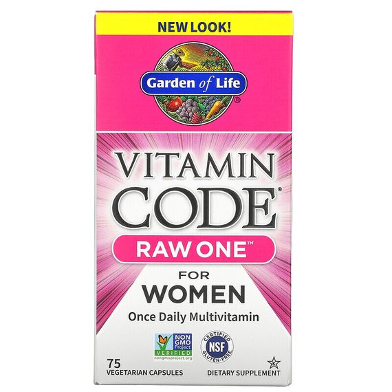 Garden of Life, Vitamin Code, RAW One, мультивитаминная добавка для женщин (для приема 1 раз в день), 75 вегетарианских капсул