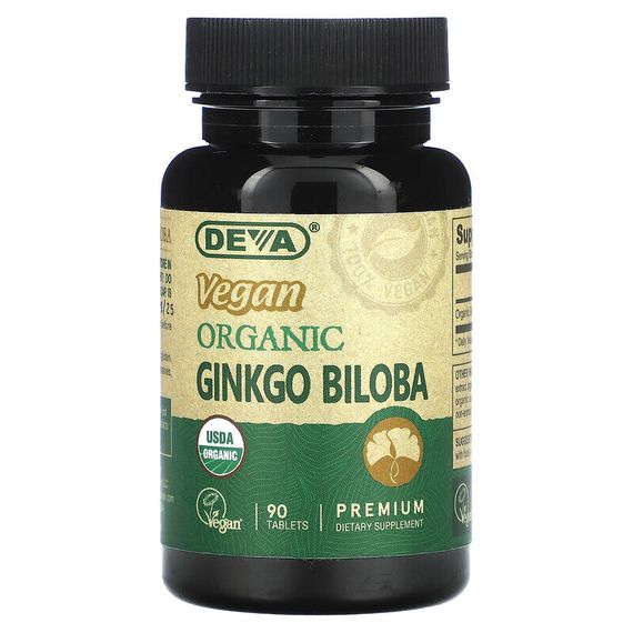 Deva, Веганский органический гинкго билоба, 90 таблеток