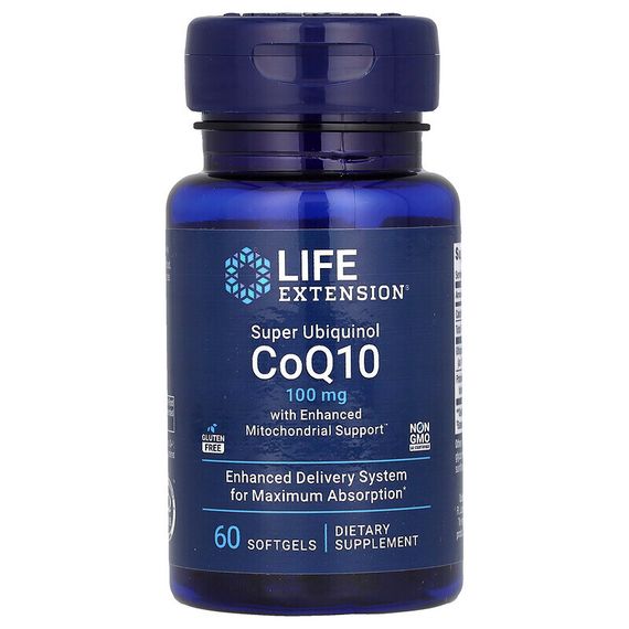 Life Extension, суперубихинол коэнзим Q10 с улучшенной поддержкой митохондрий, 100 мг, 60 мягких таблеток