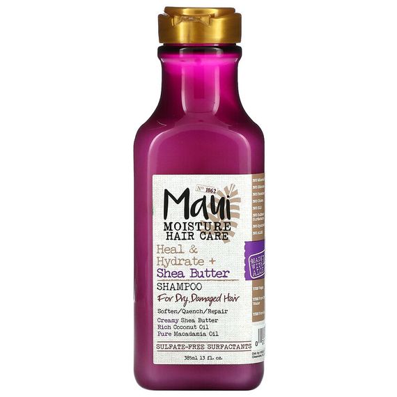 Maui Moisture, Heal &amp; Hydrate + Shea Butter, шампунь для сухих, поврежденных волос, 385 мл (13 жидк. Унций)