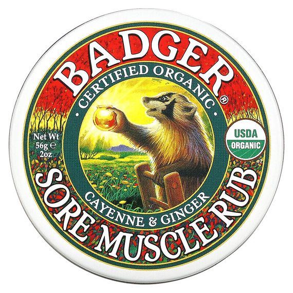 Badger Company, Organic, Sore Muscle Rub, Cayenne &amp; Ginger, 2 oz (56 g)