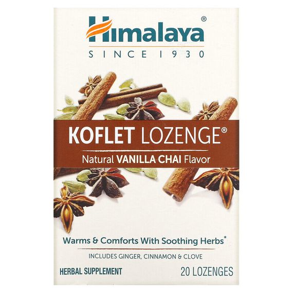 Himalaya, Koflet, пастилки, натуральный ванильный чай, 20 пастилок