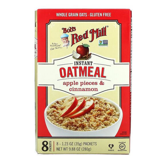 Bob&#39;s Red Mill, Instant Oatmeal Packets, Apple Pieces &amp; Cinnamon, 8 Packets, 1.23 oz (35 g) Each