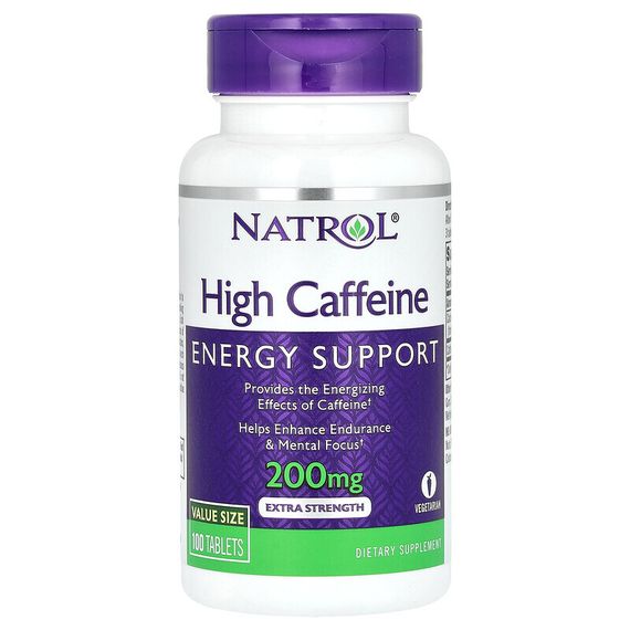 Natrol, Высокоэффективный кофеин, 200 мг, 100 таблеток