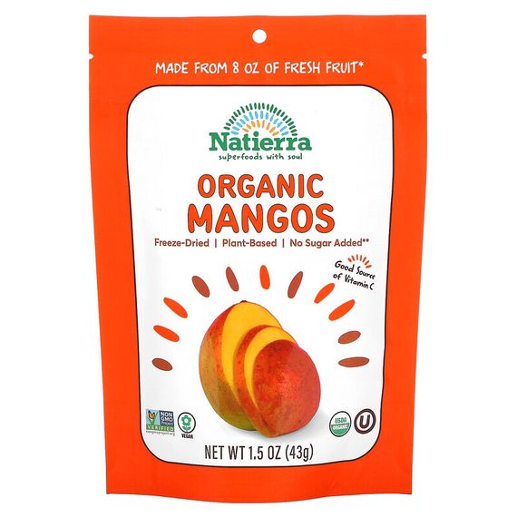 Natierra, Органическое сублимированное манго, 42,5 г (1,5 унции)