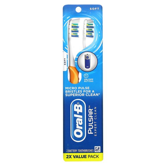 Oral-B, Pulsar, зубная щетка Expert Clean, мягкая, 2 шт. в упаковке