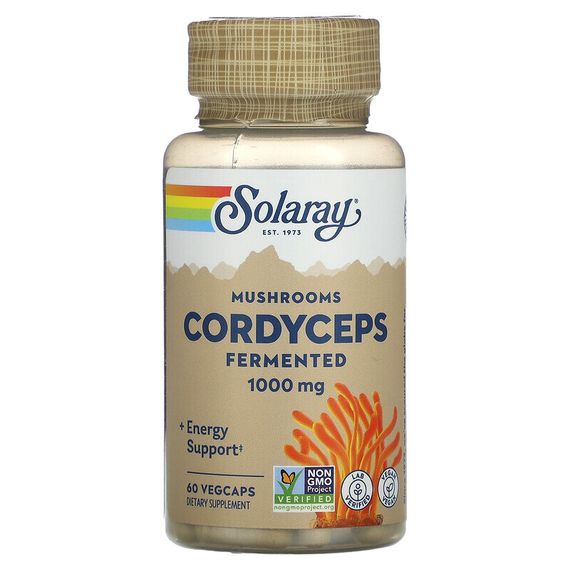 Solaray, Ферментированный кордицепс, 500 мг, 60 вегетарианских капсул
