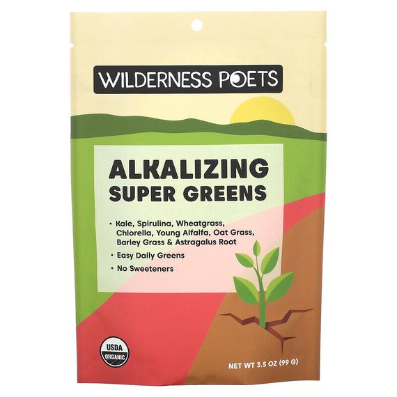 Wilderness Poets, органическая подщелачивающая зелень, 99 г (3,5 унции)