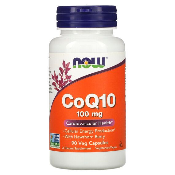 NOW Foods, CoQ10 с ягодами боярышника, 100 мг, 90 растительных капсул