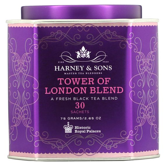Harney &amp; Sons, смесь «Лондонский Тауэр», освежающий черный чай, 30 пакетиков, 75 г (2,67 унции)