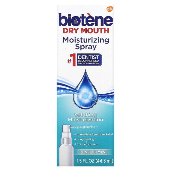 Biotene Dental Products, Увлажняющий спрей для сухого рта, нежная мята, 44,3 мл (1,5 жидк. Унции)