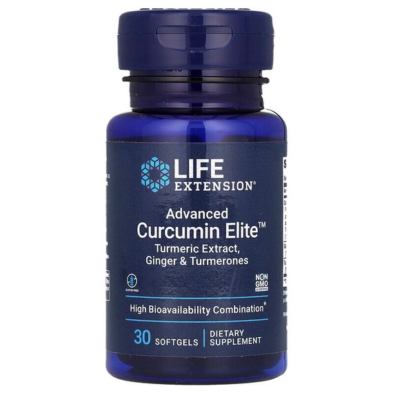 Life Extension, Advanced Curcumin Elite, экстракт куркумы, имбирь и турмероны, 30 капсул